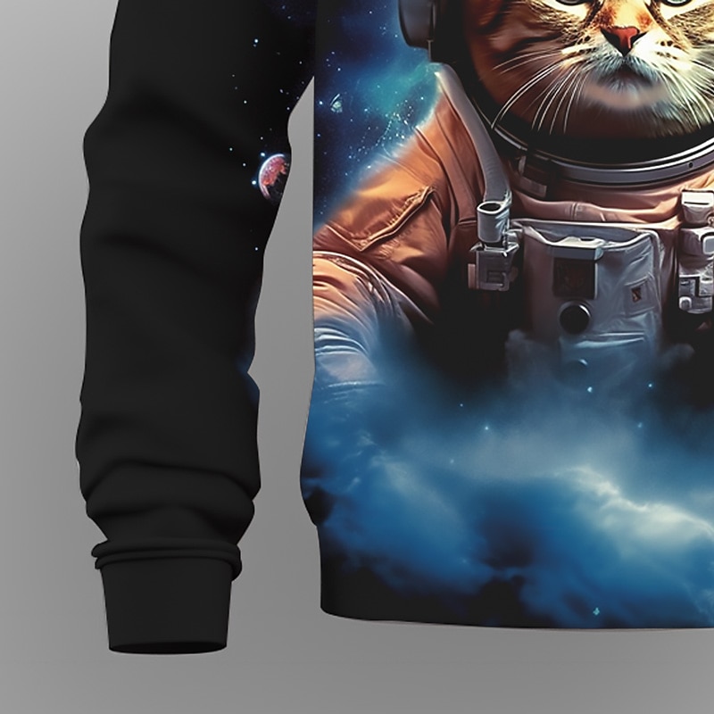 Gutt 3D Grafisk Katt Astronaut Genser Langermet 3D-utskrift Sommer Høst Mote Gatemote Daglig Barn 3-12 år utendørs Avslappet Daglig Normal 2025 - $16.49 –P5