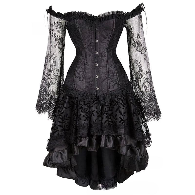 Seksowny Retro / vintage Rokoko Krótki Mini Sukienka Gorset na biust gorset Żakard Koronka Z odsłoniętymi ramionami Strój na bal maskowy Damskie Halloween Karnawał Bal maskowy Studniówka Impreza 2026 - $58.99 –P5