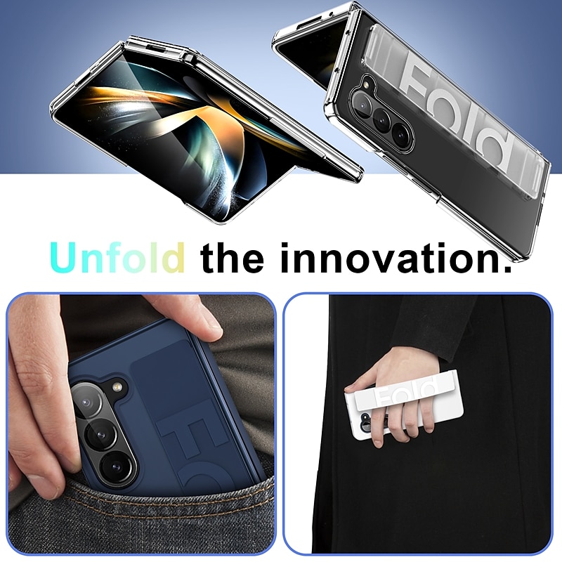 Phone Case For Samsung Galaxy Z Fold 7 Z Fold 6 Z Fold 5 Z Fold 4 Z Fold 3 Back Cover Portable Bumper Frame with Wrist Strap TPU Silicone 2026 - $14.99 –P6