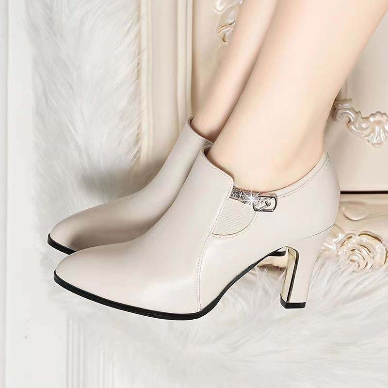 papuci albi de damă – cizme rochie cu toc înalt cu vârf ascuțit și cu fermoar pentru ținute elegante de birou, petreceri și ținute de toamnă 2025 - $42.99 –P1