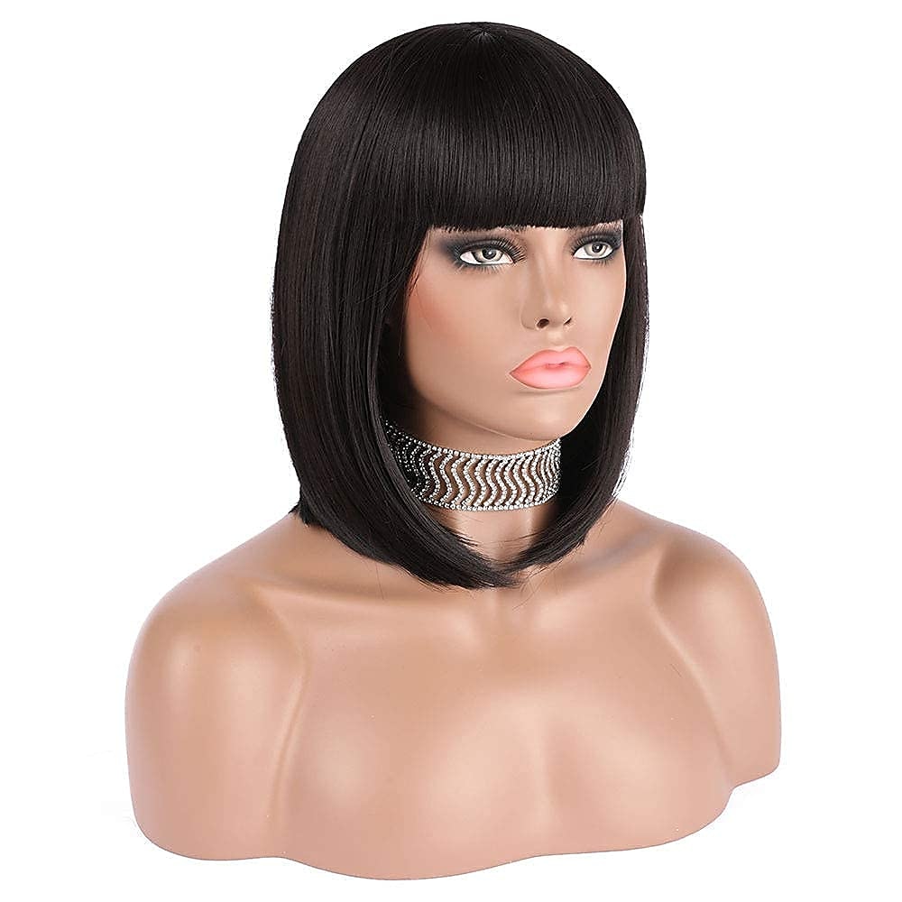 korte bob haar pruiken 12 recht met platte pony synthetische kleurrijke cosplay dagelijkse feestpruik voor vrouwen natuurlijk als echt haar 2025 - $21.99 –P1