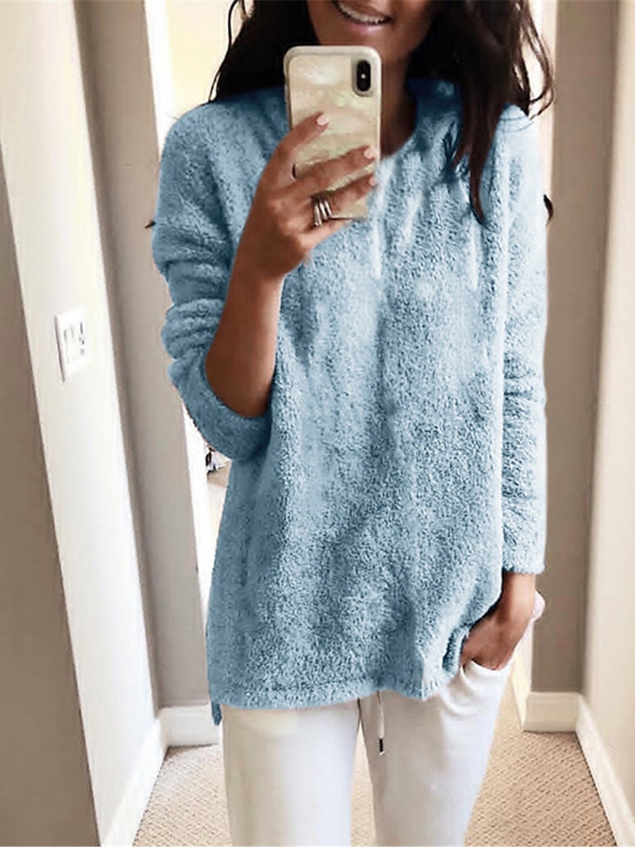 Femme Pull mode Décontractées Flexible Couleur unie Grosse maille Col Roulé énorme manche longue Hauts réguliers Tricoter du quotidien Sortie Fin de semaine Noir Blanche Automne Hiver de 2025 ? $11.99 –P12