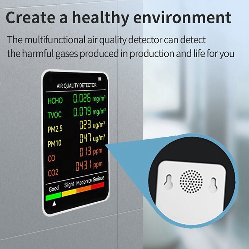 6-in-1 Air Quality Monitor CO2 Multifunctional Carbon Dioxide Level Controller Indoor CO2 Alarm Meter for Home Office Car Gym White 2025 - $47.99 –P4
