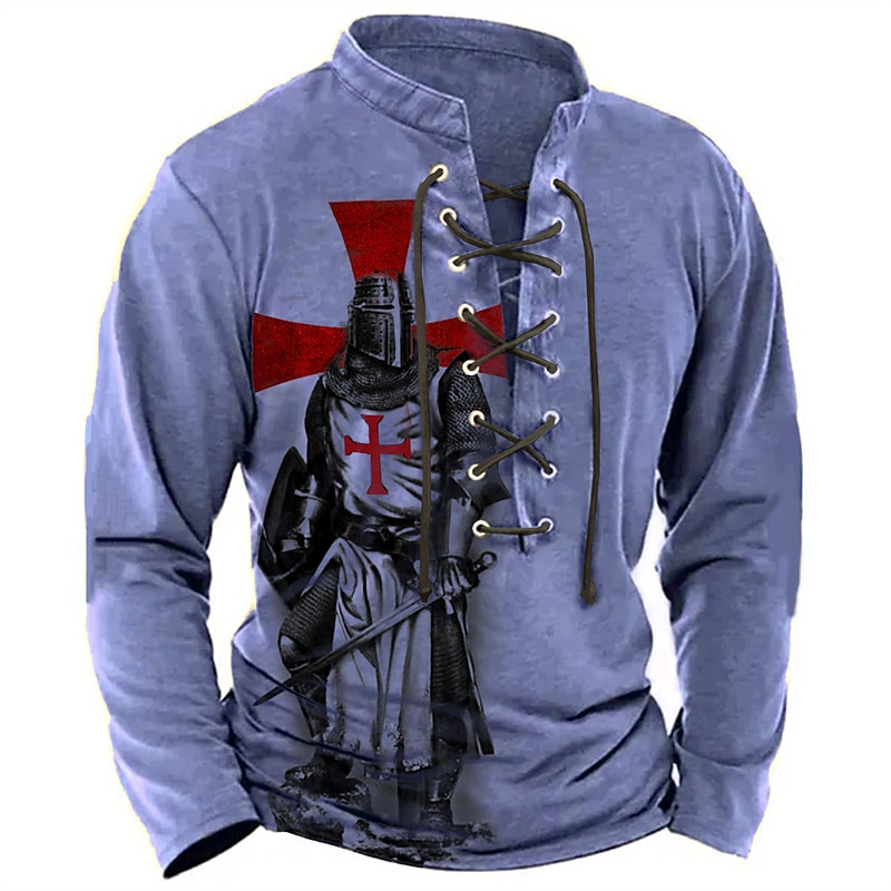 Per uomo Cavalieri Templari Stampe Grafiche Maglietta grafica Camicia vintage Manica Lunga maglietta Camicia Moda Designer Casual All'aperto Vacanza Abbigliamento quotidiano Blu Marrone Verde del 2025 a $24.99 –P4