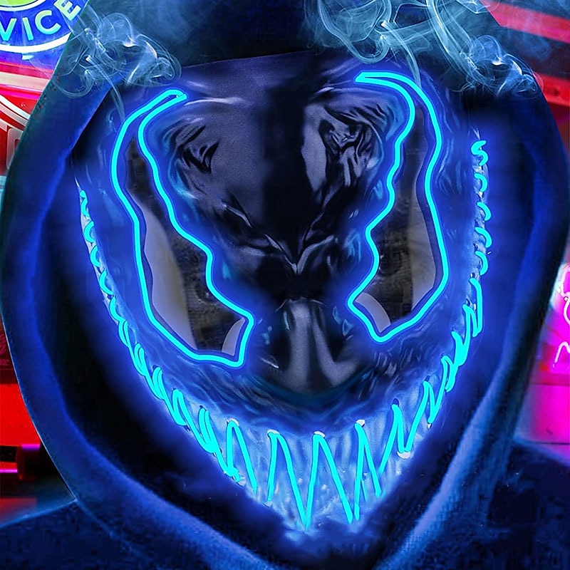 halloween maszk led purge világít világítással deadpool maszk ijesztő jelmez karneváli cosplay partihoz könnyű halloween jelmezek 2025 - $30.99 –P10