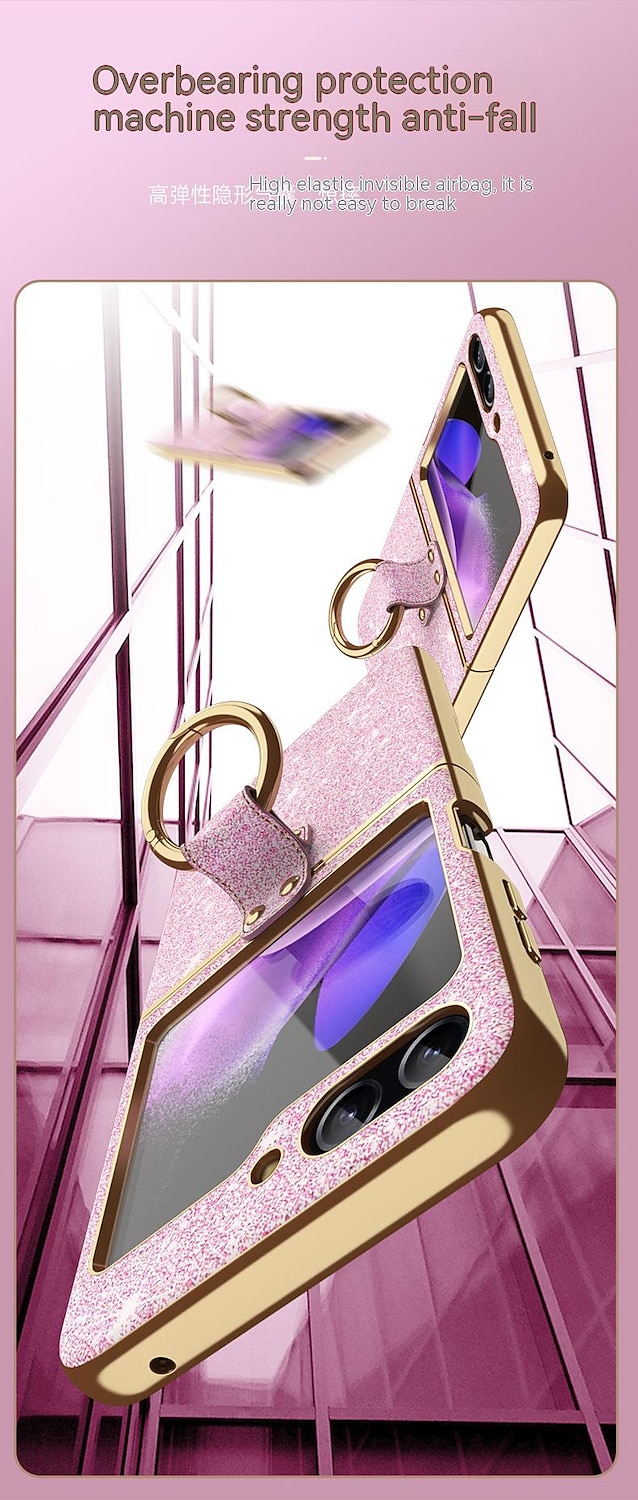 Phone Case For Samsung Galaxy Z Flip 6 Z Flip 5 Z Flip 4 Z Flip 3 Back Cover Portable Bumper Frame Plating sky Glitter Shine TPU PC Metal 2025 - $21.99 –P12
