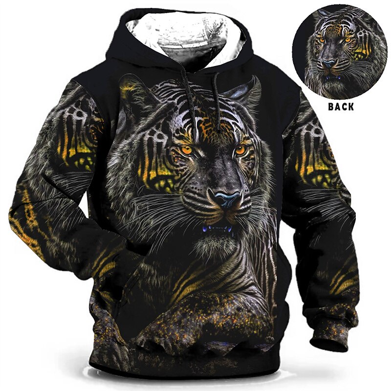 Herr Djur Grafiska tryck Huvtröja Huvtröjor Tröja Dagligen Klassisk Långärmad Huva Helgdag Utekväll Streetwear Gul Blå Mönster Vår & Höst Designer 2025 - $31.99 –P3