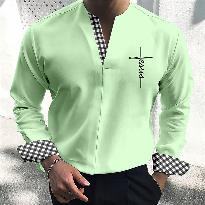 Herren Hemd Oberhemd Plaid / Karomuster Outdoor Casual Blau Grün Khaki Grau Langarm V Ausschnitt Sommer Herbst Bekleidung Bedruckt 2025 - $25.99 –P5