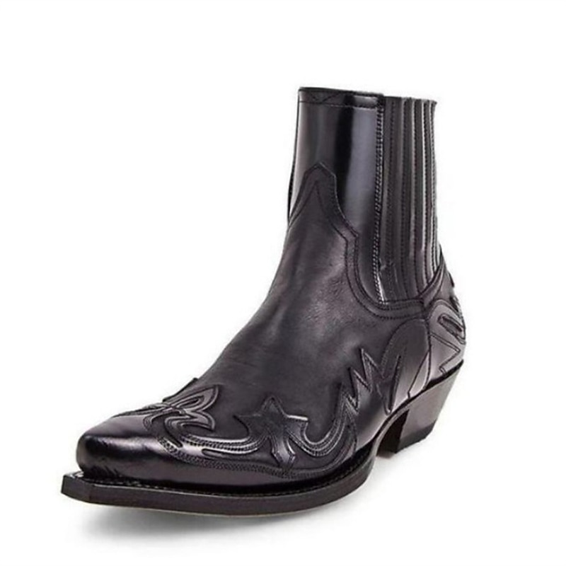 bottes de cowboy western en cuir pour hommes avec un design en relief complexe, un bout carré classique et un talon bottier - parfaites pour les rodéos, les concerts country et les sorties décontractées de 2025 ? $54.99 –P2