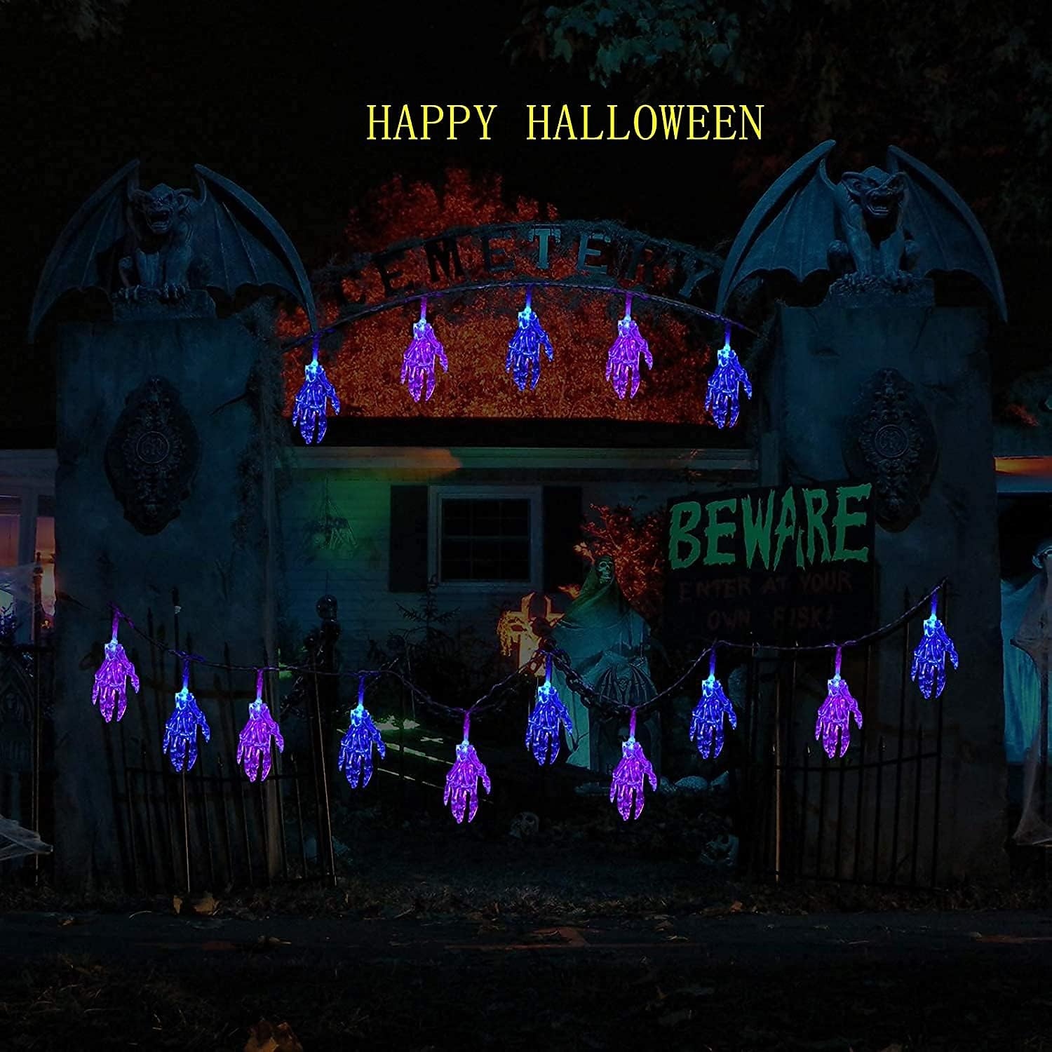 Halloween Solar String Lights Outdoor Waterproof Bat Ghost Spider Skull Hand Light 6.5m 30LEDs 8 Modes Halloween Patio Yard Garden Balcony Fence Halloween Outdoor Party Indoor Decoration 2026 - $11.49 –P6