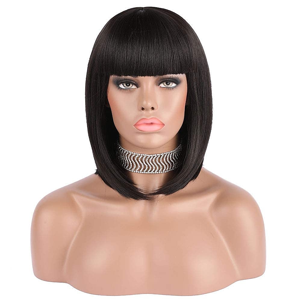 korte bob haar pruiken 12 recht met platte pony synthetische kleurrijke cosplay dagelijkse feestpruik voor vrouwen natuurlijk als echt haar 2025 - $21.99 –P5