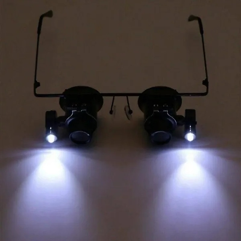 20x led זכוכית מגדלת משקפי עין כפולה תכשיטי שעון כלים לתיקון מנורה זכוכית מגדלת משקפיים זכוכית מגדלת אור 2025 - $21.99 –P6