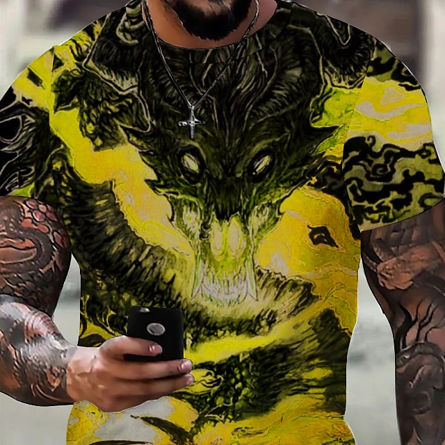 Herre Grafisk Dyr Drage T skjorte Kortermet T skjorte 3D-utskrift Crew-hals Skjorte Årgang Mote Designer utendørs Daglig Sport Lysegul Mørkegul Svart Vår sommer Klær S M L XL 2XL 3XL 2025 - $17.99 –P5