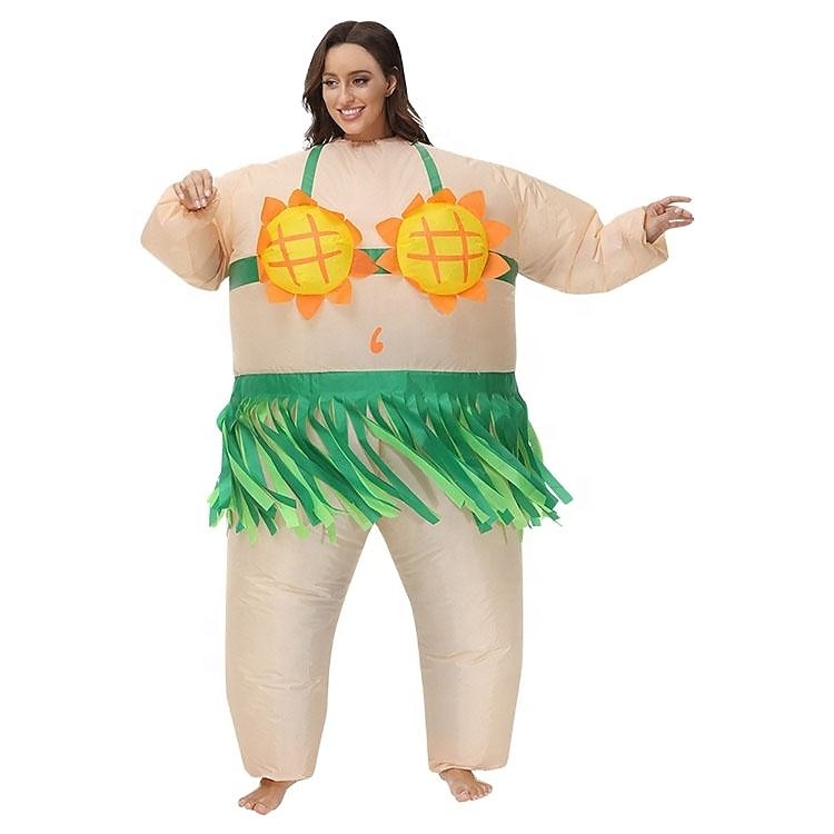 Couples Hawaiian Inflatable Costumes Halloween Group Couples Costumes All Movie Cosplay Funny Costume Green Leotard / Onesie Halloween Carnival Masquerade Cloth 2025 - $62.99 –P2
