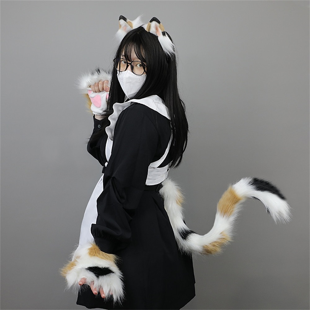 Simulated Beast Ears and Tail Cosplay Show Props Hair Accessories Beast Claw Cat Tail Cat Claw Cute Plush Cat Set 2025 - $53.99 –P2