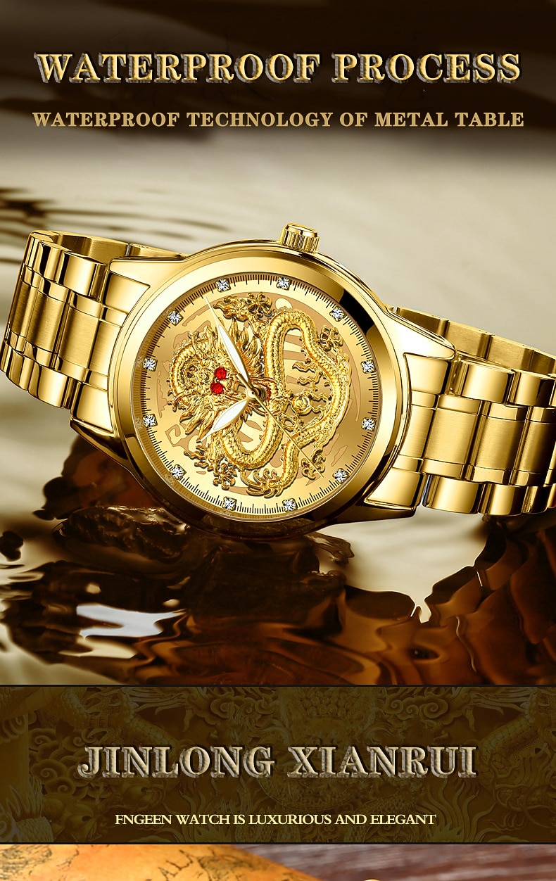 Horloge mannen horloges luxe gouden quartz polshorloge 3D waterdichte draak automatische zelfopwind horloge cadeau voor mannen Relojes 2026 - $29.99 –P10