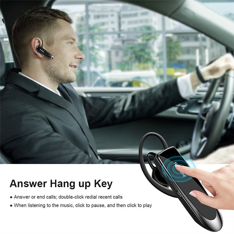 Bluetooth Earpiece V5.0 Wireless Handsfree Headset with Microphone 24 Hrs Driving Headset 60 Days Standby Time for IPhone Android Samsung Laptop Trucker Driver 2025 - NZ $40.19 –P4