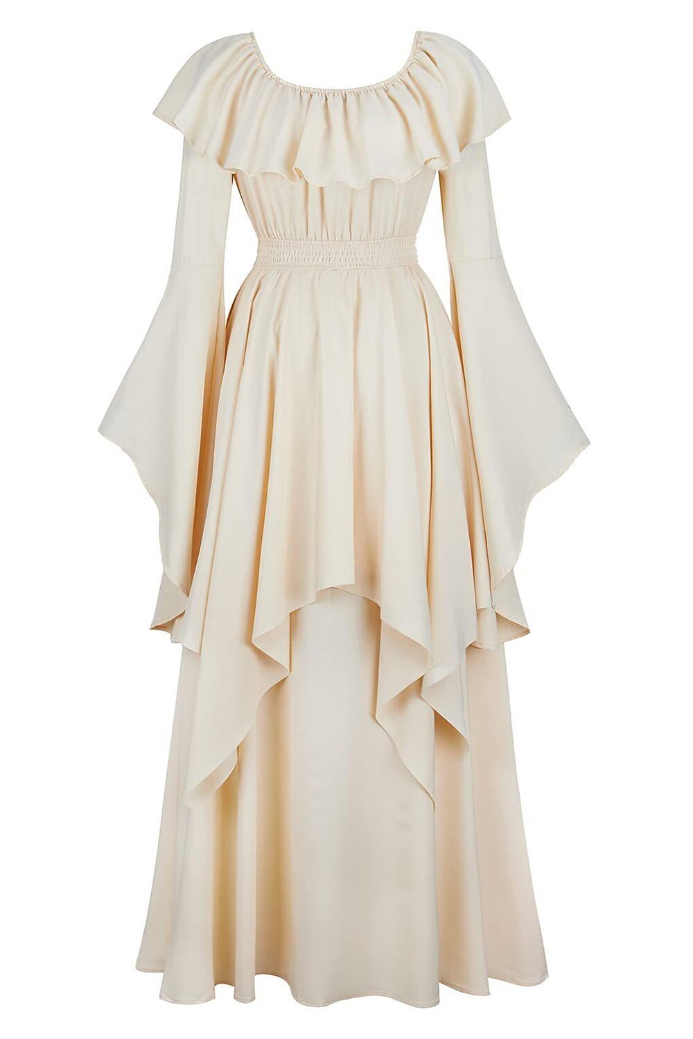 Elegante Medieval Renacimiento Vestido Cóctel Vestido inspirado en la regencia Manga Farol Vikingo élfico Hombros Caídos Color sólido Mujer Celta Pirata Fantasía Víspera de Todos los Santos Carnaval 2025 - $54.99 –P6