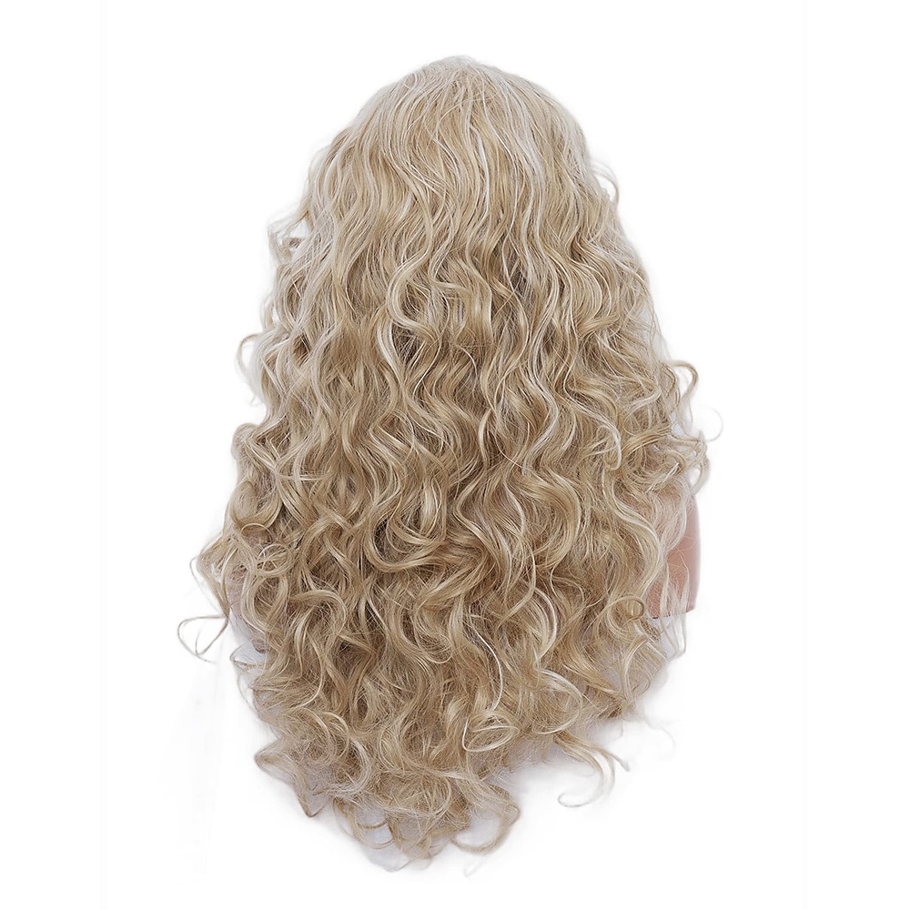 dlouhé vlnité paruky 28palcová přírodní béžová smíšená blond syntetická pernatá kudrnatá paruka pro ženy halloween cosplay party paruky 2025 - $23.99 –P3