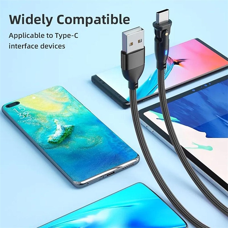 180  Elbow Data Cable Rotating Charging Cable QC3.0 Fast Charging Protocol 3A5A Current Suitable For Type-C Android Phones 2025 - $14.99 –P6