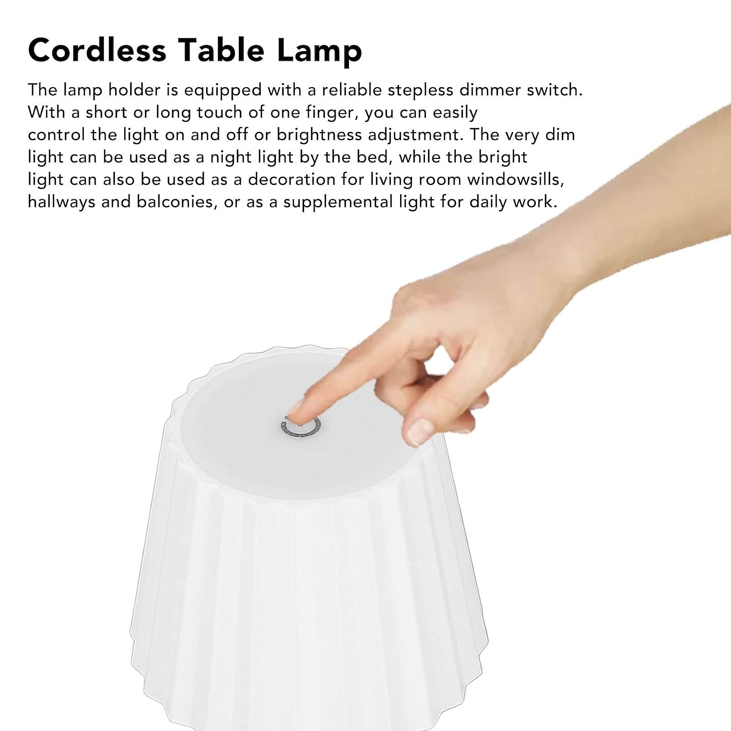 Cordless Table Lamp Eye Protection Aluminum Touch Stepless Dimming Pleated Lampshades Rechargeable Non Slip LED Tri-color Table Lamp with USB Charging Cable for Dining Room 2025 - $35.99 –P2