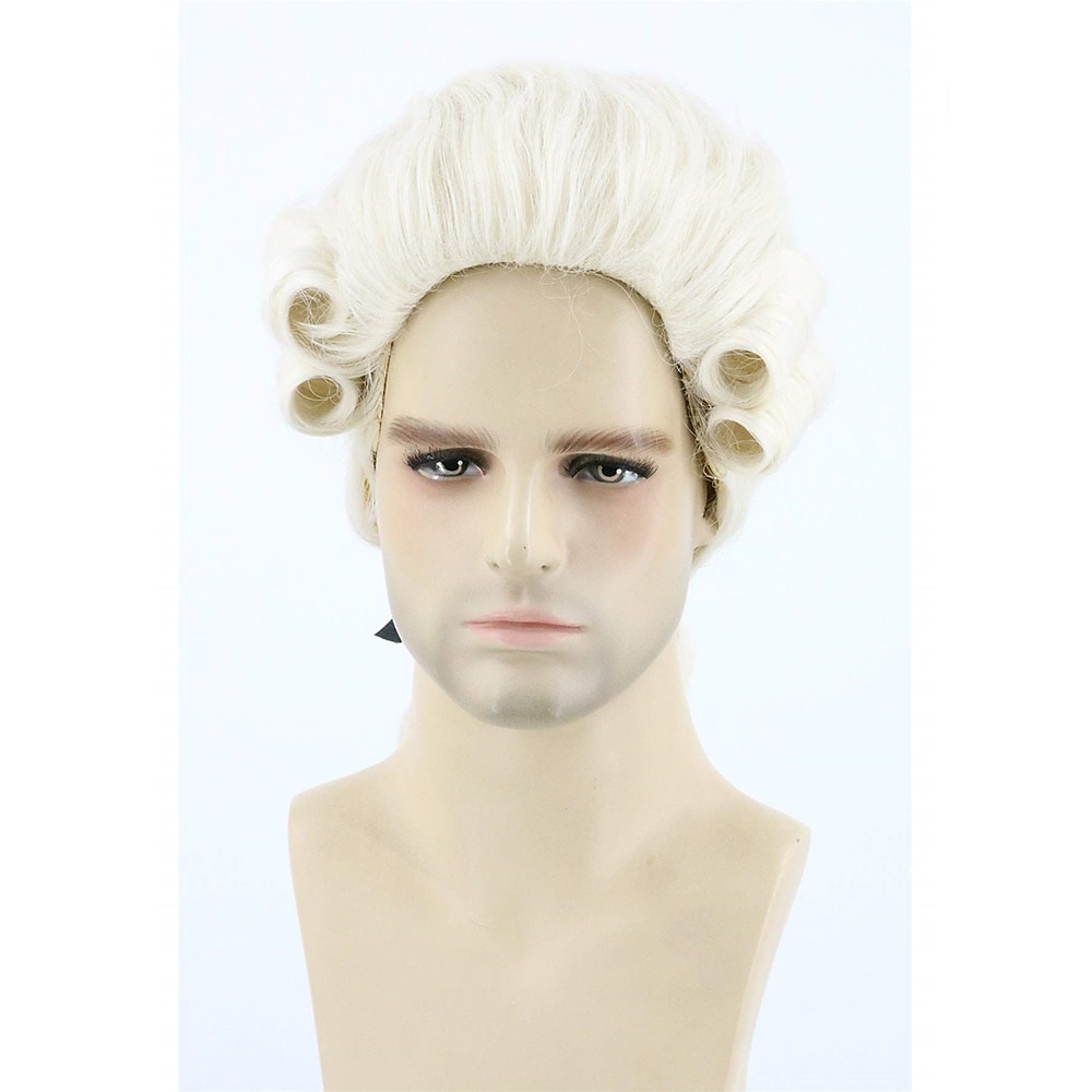 Mannen Pruik voor Koloniale Historische Rechter Kostuums Pruik Beige Carnaval Cosplay Pruiken Halloween Pruiken 2026 - $19.99 –P4