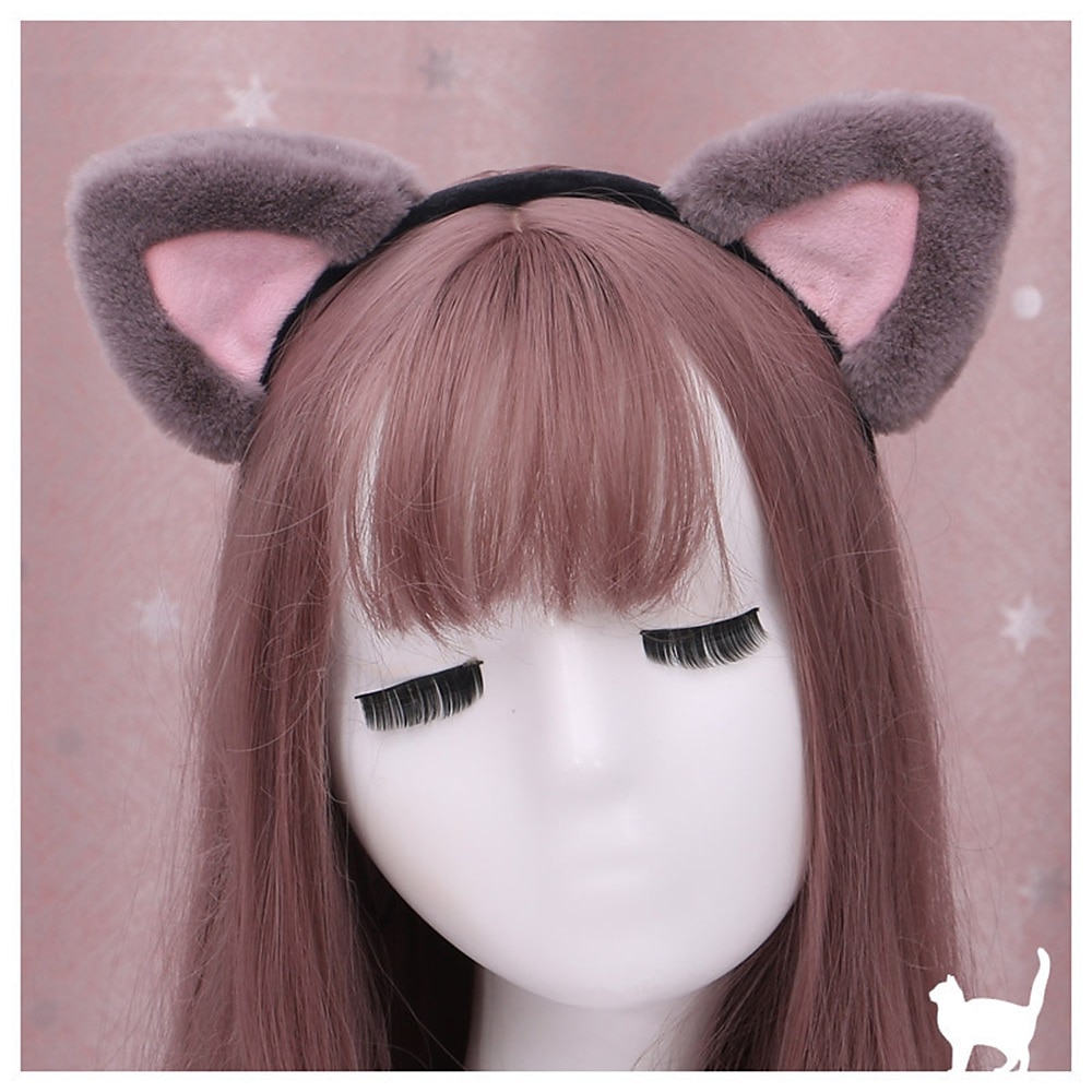 Handmade Cute Lolita Hair Ornaments Animal Ears Headdress Cosplay Props Lo Mother Cat'S Ears (Steamed Cat-Ear Shaped Bread) Hair Hoop 2025 - $8.49 –P5
