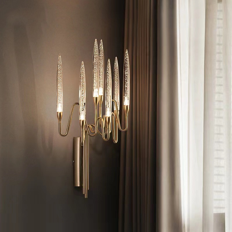luces de pared de interior de cristal k9 7 cabezas de oro led aplique de pared de estilo nórdico sala de estar tiendas cafés acero blanco cálido luz de pared blanco cálido 110-240v 2026 - $630.69 –P2