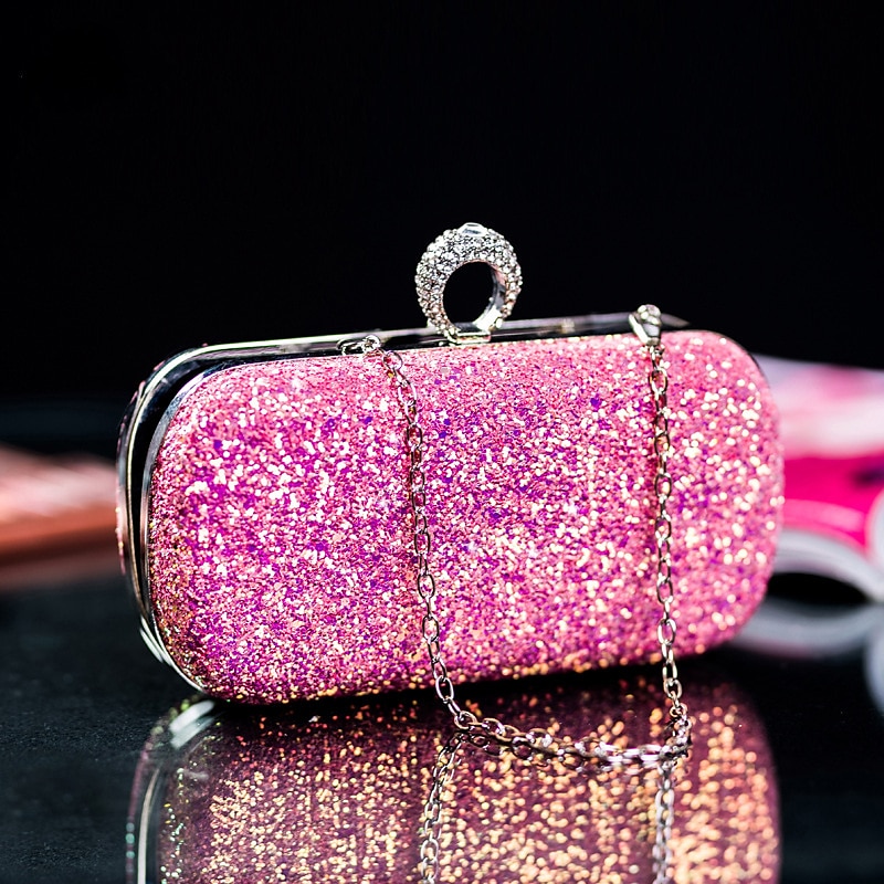 Women's Clutch Evening Bag Wristlet Clutch Bags PU Leather Party Bridal Shower Holiday Rhinestone Large Capacity Lightweight Durable Solid Color Small white Small black Small blue 2025 - $26.99 –P1