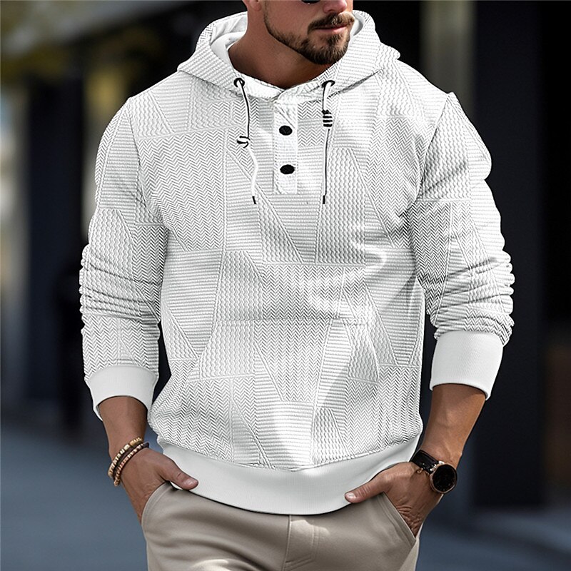Hombre Sudadera Sudadera con capucha y botones Negro Blanco Gris Con Capucha Plano Jacquard Bolsillo Deporte Diario Festivos Texturizado Ropa de calle Fresco Casual Primavera & Otoño Ropa Sudaderas 2025 - $31.99 –P2
