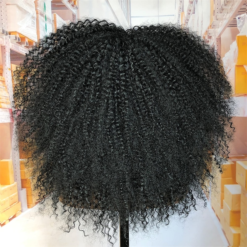18 inch lange krullende pruik met pony voor zwarte vrouwen afro bom kinky krullende pruik pluizig en zacht synthetisch haar 2025 - $24.99 –P5