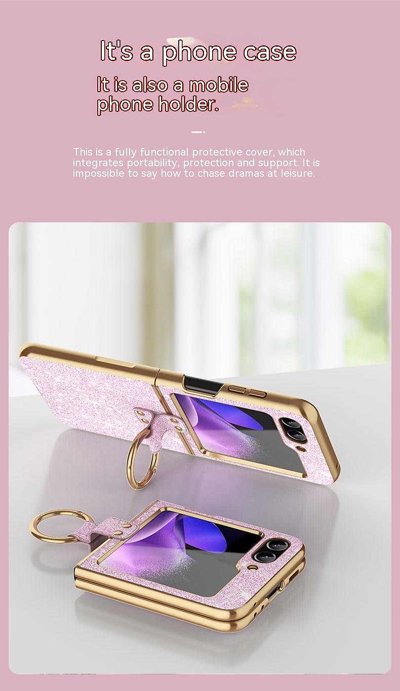 Phone Case For Samsung Galaxy Z Flip 6 Z Flip 5 Z Flip 4 Z Flip 3 Back Cover Portable Bumper Frame Plating sky Glitter Shine TPU PC Metal 2025 - $21.99 –P8