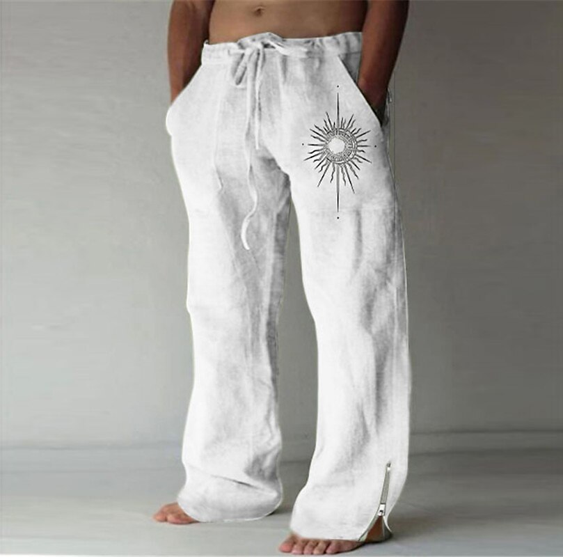 Sol Vintage Hombre Impresión 3D Pantalones Exterior Calle Noche Poliéster Blanco Azul Verde S M L Media cintura Elasticidad Pantalones 2025 - $27.99 –P1
