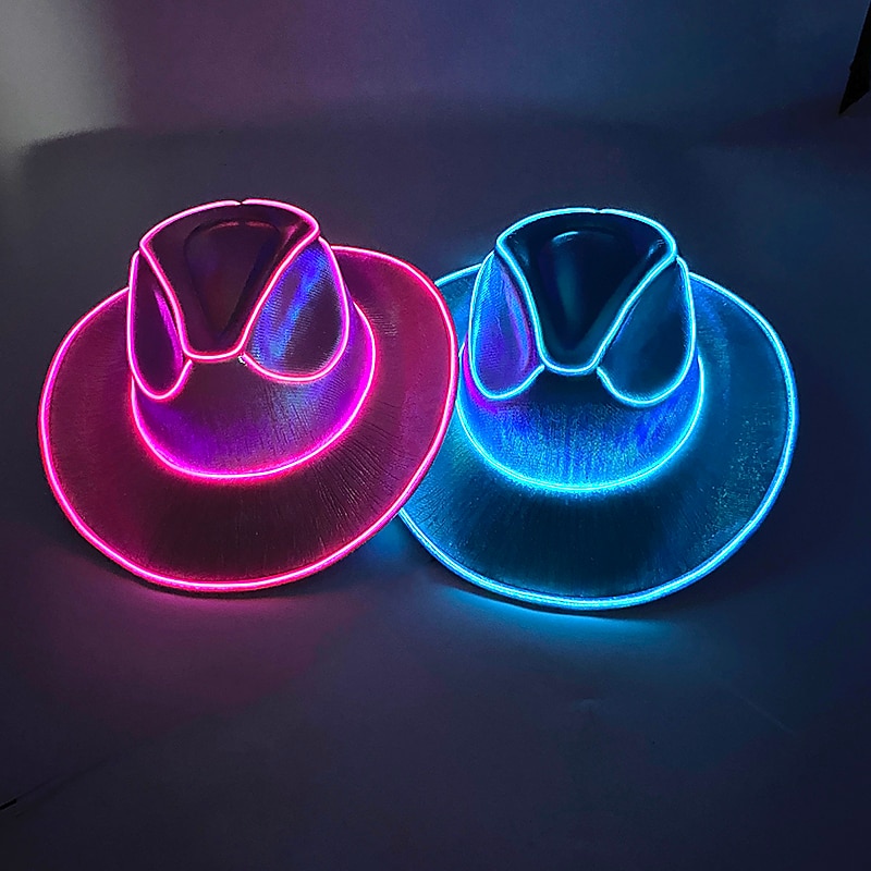 halloween jul el wire light up paljett jazzhatt vuxen neon led lysande festival festklädd keps för män och kvinnor 2026 - $27.99 –P2