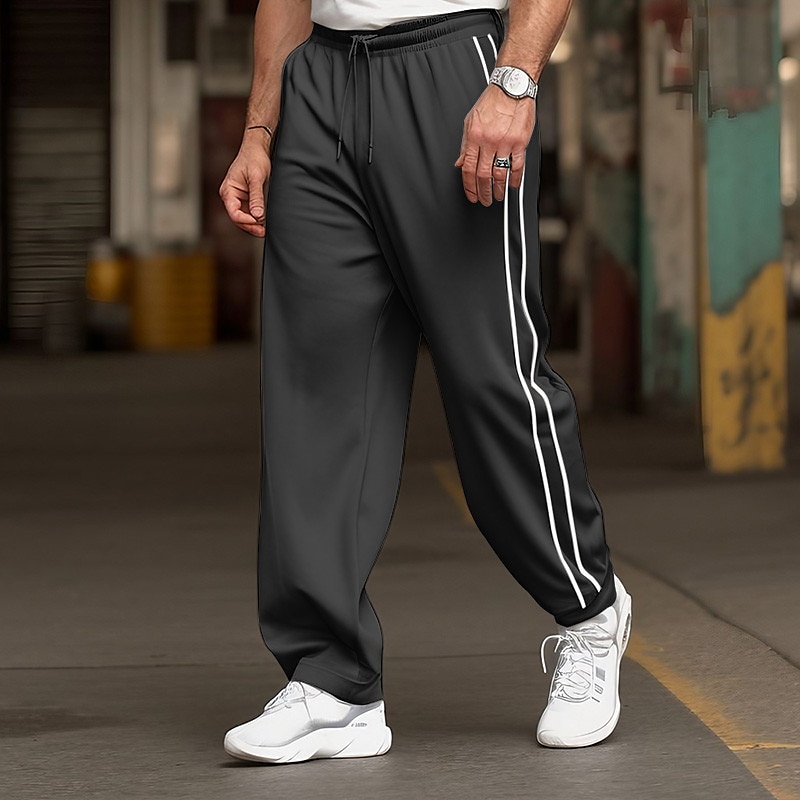 Trendy Slim Fit Joggers, Men's Casual Stretch Waist Drawstring Sports Pants  Sweatpants
