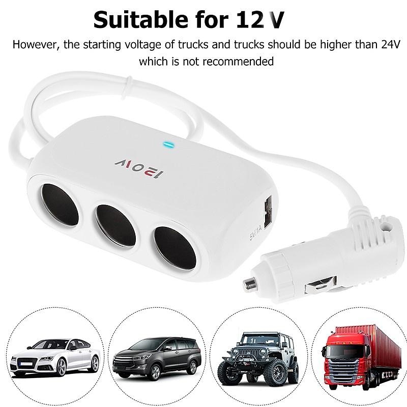 3 weg 2 usb socket oplader 12v auto sigarettenaansteker splitter multi socket led auto snellader adapter 2025 - $11.99 –P2