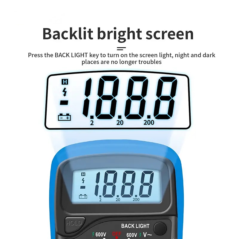 digitaalinen näyttö yleismittari monitoiminen digitaalinen yleiskello taustavalolla kodin korkean tarkkuuden jännite- ja virtamittari 2025 - $20.99 –P4