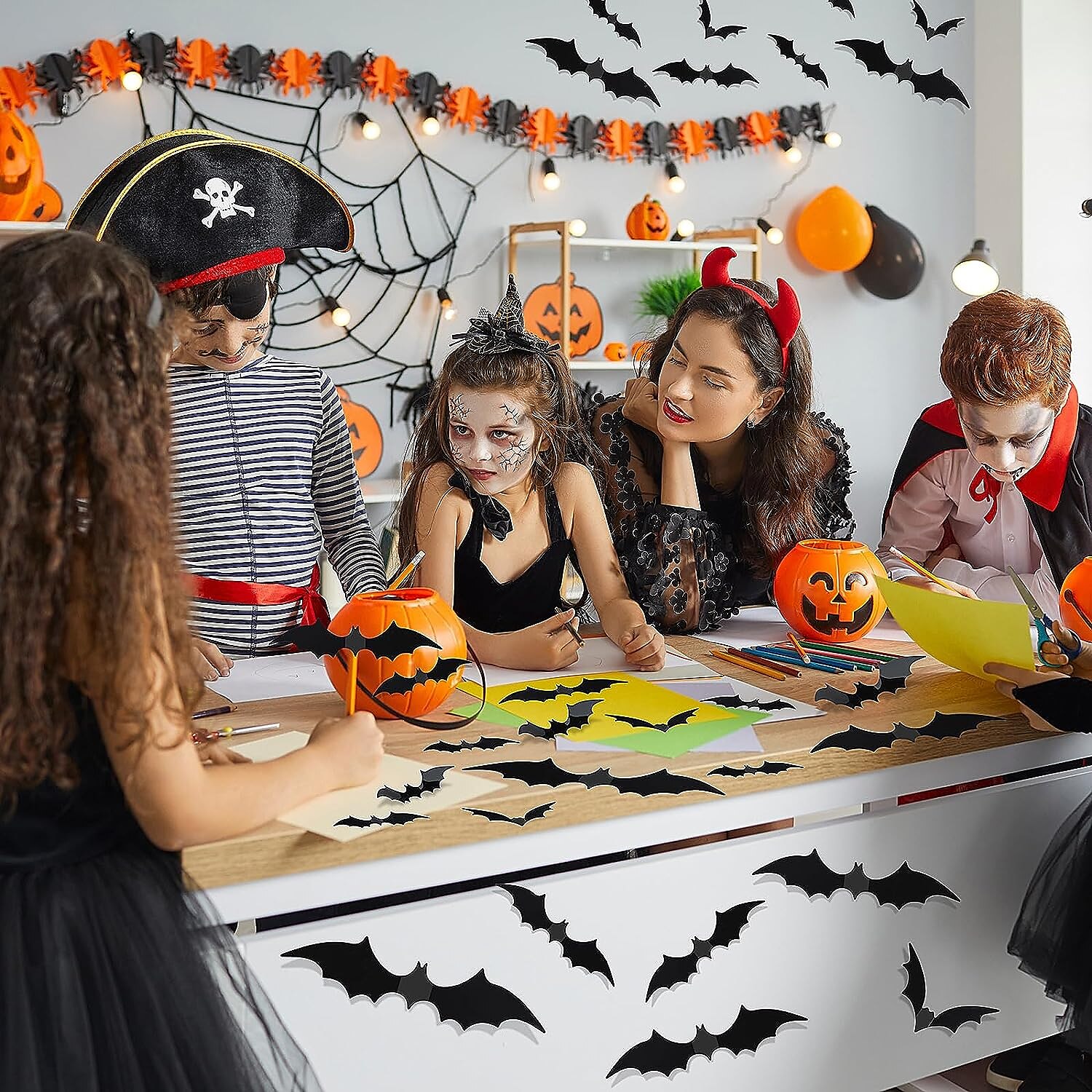 72 db denevér fali dekor halloween dekoráció, 3d denevér matrica otthoni dekorációhoz 4 méretű félelmetes fekete kísérteties denevér parti kellékek 2025 - $6.49 –P4