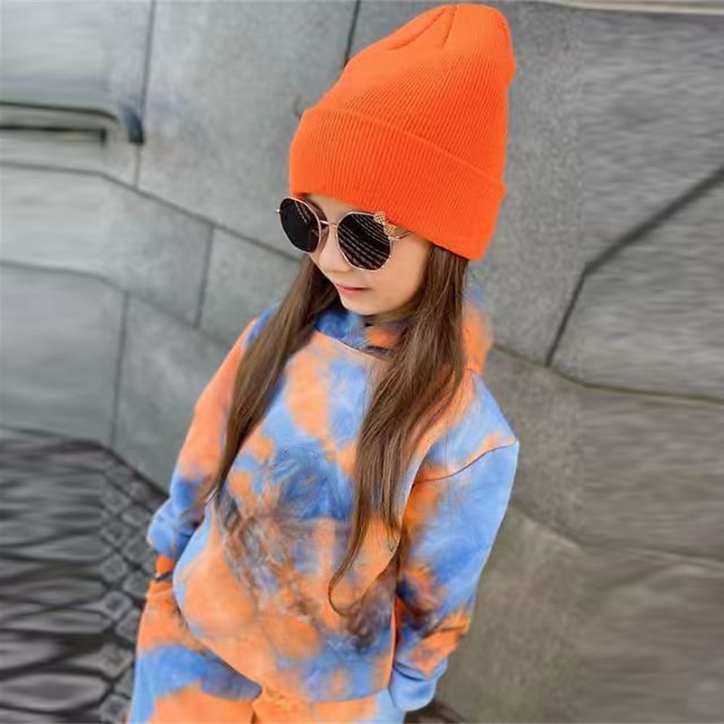 2 Stück kinderkleidung Mädchen Batik Tasche Set aus Kapuzenpullover und Jogginghose einstellen Langarm Aktiv Ausbildung 3-7 Jahre Herbst Rote Orange 2025 - $29.99 –P3