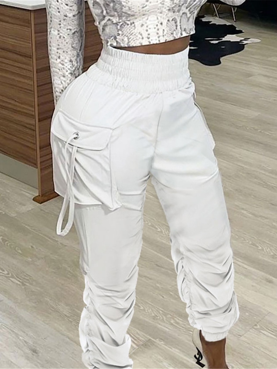 Mujer Pantalones cargo Persona que practica jogging Pantalones Moda Ropa de calle Longitud total Alta cintura Plano Cintura elástica Multi bolsillo Comodidad Transpirabilidad Suave Microelástico 2025 - $24.99 –P1