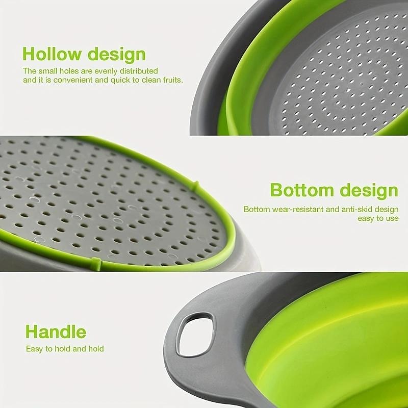 2pcs, panier de vidange pliable en silicone pour le camping et la cuisine en plein air - panier de lavage portable pour fruits et légumes - design réutilisable et créatif de 2025 ? $13.99 –P4