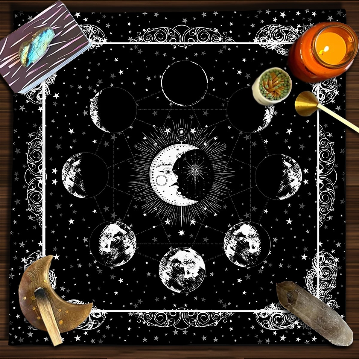 tarot asztalterítő játékhoz, oltárterítő, boszorkánysági asztrológia dekoráció orákulumkártya pad tarot szőnyeg witcher dekor, parti ajándékok, parti ajándék dekoráció, parti kellékek varázsművészeti 2026 - $9.49 –P9