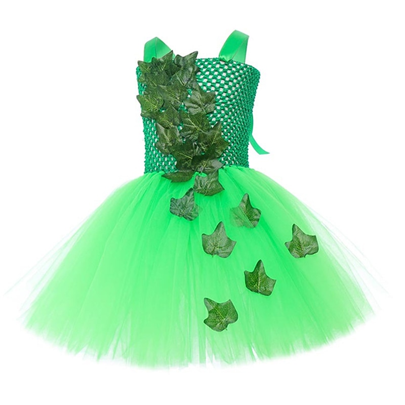 Kids Girls' Dress Party Dress Leaf Witch costume kids halloween custome Sleeveless Performance Special Occasion Mesh Elegant Fashion Beautiful Polyester Knee-length Party Dress Swing Dress Tulle Dress 2026 - $28.99 –P8