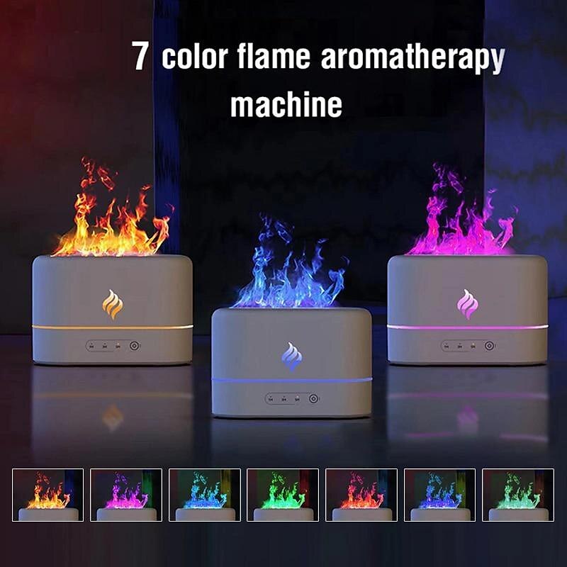 Lampe LED intelligente simulation de flamme humidificateur à ultrasons diffuseur d'aromathérapie 7 couleurs lumière diffuseur USB filtre gratuit diffuseur d'huile essentielle désodorisant pour de 2025 ? $23.99 –P1