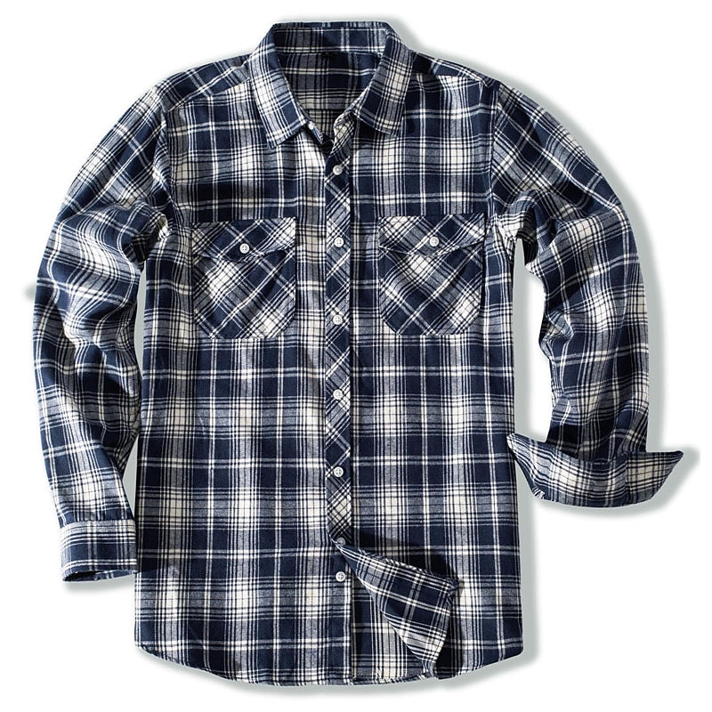 Herren Hemd Flanellhemd Kariertes Hemd Knopfhemd Overshirt Karo Outdoor Alltagskleidung Weiß Wein Rote Marineblau Langarm Revers Frühling & Herbst Bekleidung Fronttasche 2025 - $29.99 –P8