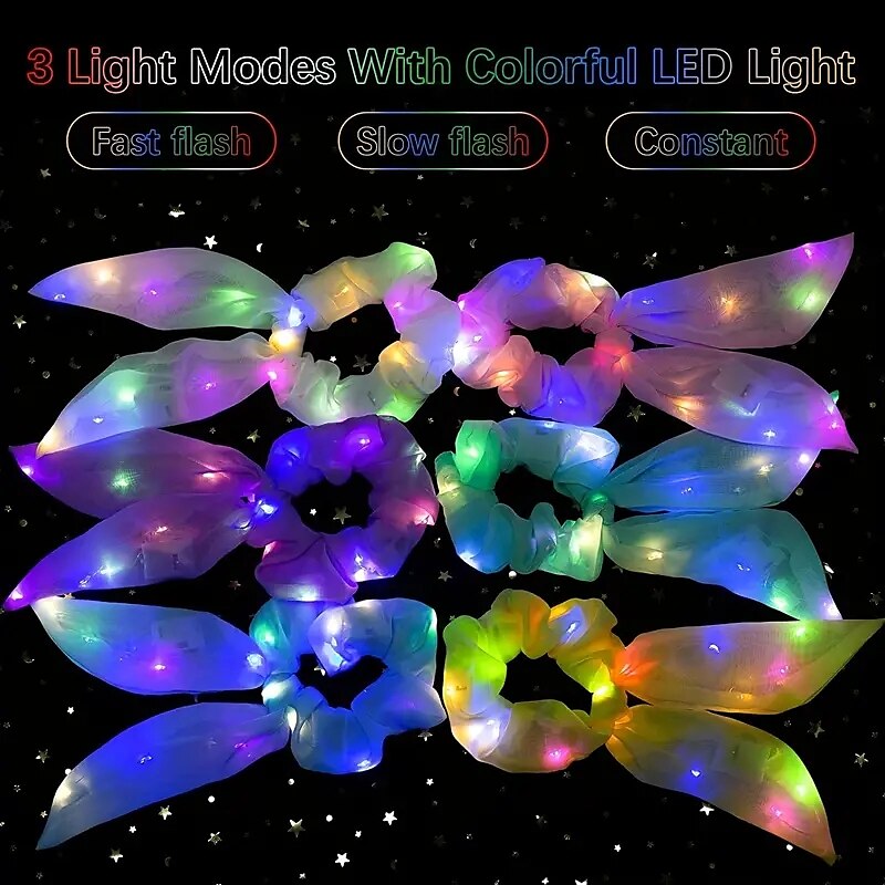 9PCS Light Up Your Look with this Glittery Neon Bowknot Hair Tie! 2025 - $17.99 –P3