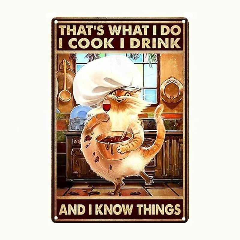 1pc Retro Metal Tin Sign Cute Cat Tin Sign Vintage Kitchen Signs Wall Decor, Painting Wall Hanging for Home Decor Wall Art Metal Tin Sign 20x30cm/8''x12'' 2025 - $10.99 –P7