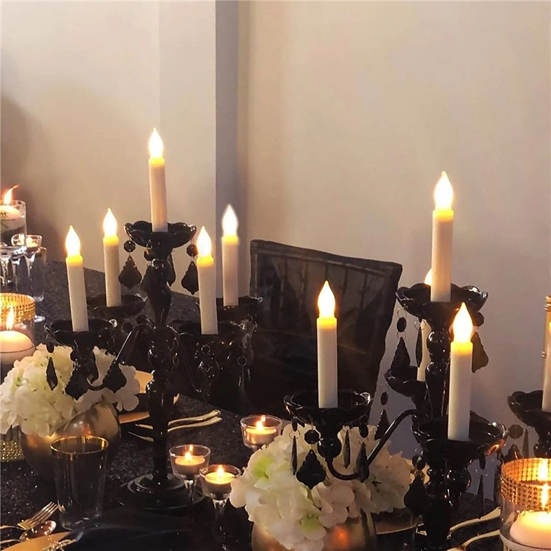 6 stk led halloween stearinlys lys med flimrende flamme aa batteri strømlampe for halloween stearinlys taper stearinlys flytende festbelysning 2025 - $15.99 –P8