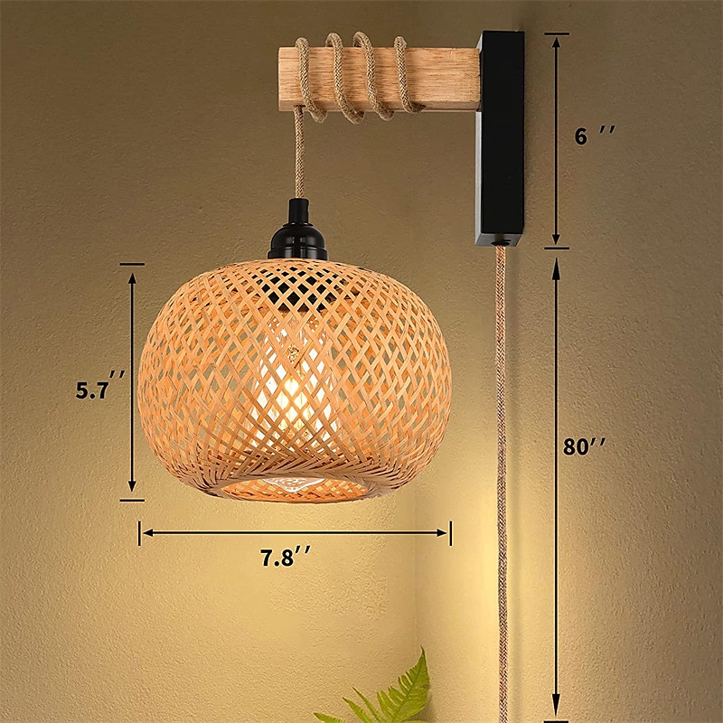 Vintage Campestre Lámparas de pared para interiores Sala de estar Comedor cuerda de cáñamo Luz de pared 110-120V 220-240V 2025 - $99.99 –P5