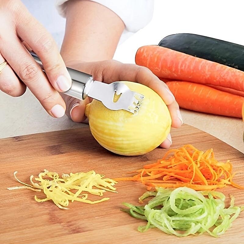 1pc Lemon Zester Grater Stainless Steel Lemon Grater Orange Peeler Citrus  Fruit Grater Peeling Knife Kitchen Gadgets Bar Accessories